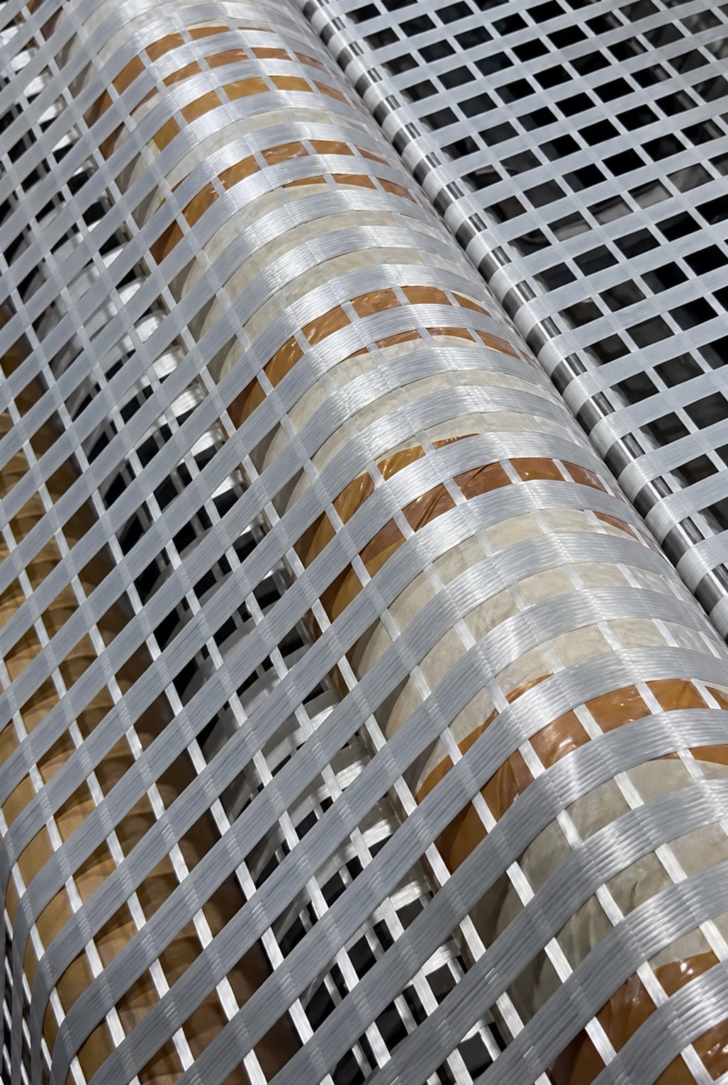 Close-up of the open woven material structure